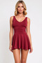 Women's Swimsuit Dress Basic Draped V-Neck Throw-Covered Sleeveless Shorts Knitted Raschel Fabric Plain Pattern - 4