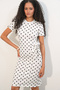 Women's Bow Detailed Polka Dot Dress 2617 - White - 4