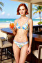 Women's Bikini Set Shawl Pattern Embroidery Triangle Cap Without Underwire Sleeveless Knitted Fabric Regular Waist Slip Bottom