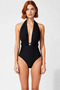 Women's Swimsuit V-Neck Sleeveless Without Underwire Draped Accessory Regular Cut Knitted Raschel Beachwear - 4