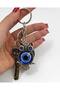 Owl Figured Evil Eye Beaded Metal Keychain - 4