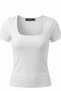 Women's White Square/U Neck Ribbed Short Sleeve Crop Blouse - 3