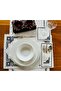 طقم أدوات مائدة وتقديم طعام مطرز باللون الأسود بتصميم هندسي، 19 قطعة، يتسع لـ 6 أشخاص