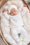 Floral Embroidered Scallop Detailed Seasonal Cotton Newborn Baby Girl Hospital Discharge Bodysuit Set 0-3 Months - 5