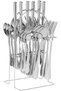 Stainless Steel Cutlery Set with Stand 24 Pieces Spoons Set, Includes 6 Dinner Knives, 6 Forks, 6 Spoon, 6 Teaspoons - 6