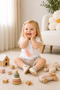 Baby Girl 100% Cotton Heart Detailed T-Shirt and Jean Shorts 2-Piece Set - White Cream 6-24 Months - 3