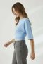 Women's Premium Waist-Fitted Wide-Sleeve Baby Blue Blouse - 6