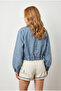 Women's Light Blue Hidden Placket Zipper Bat Model Denim Jacket Ckt-19000533 - 6