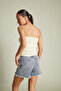 Lace-Detail Strapless Top Sari - 4