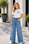 Girl's Embroidered Jean Pants and White T-Shirt Set 3-9 Years I Wide-Leg Jean Set I Bow-Detail Set - 7