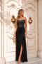 Black Stone Embellished Strapless Evening Dress 583392