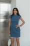 Blue Denim Dress with Lace Detail under the Bust - 5