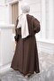 Brown Elastic Sleeve Zippered Jacket Skirt Set - 5