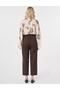 Belt Detailed Viscose Trousers Brown - 4