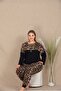 Patterned Long Sleeve Plus Size Pajama Set - 2