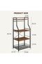4-Tier Kitchen Bakers Rack, Utility Storage Shelf with 8 Hooks, Microwave Oven Stand, Rustic Brown - 2