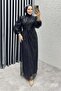 Drape İşlemeli Pullu Abiye 8012 Siyah