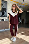 Women's V-Neck Double Color Short Sleeve Viscose Bottom Top Double Set - 5