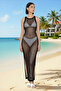 Women's Crew Neck Sleeveless Mesh Slit Backless Beach Dress - 4