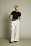 Belted Pleated Pants Ecru