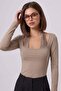 Lace Tie-Up Bodysuit Beige