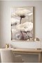 Beige and Cream Abstract Floral Glass Painting - Gold Metal Framed Painting for Home, Business, and School