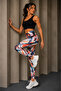 Women's High Waist Digital Patterned Gathering Sports Leggings - 5