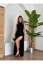 Women's Halter Neck Deep Slit Detail Full Length Imported Crepe Evening Dress - 6