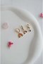 3-Piece Earring Set Minimal Hoop Earring Set with Rainbow and Green Stone Detail - 3