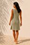 Green Side Slit Openwork Knitwear Pareo Beach Dress - 5