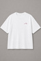 Pink Mood Wave Embroidered White Oversize Unisex T-Shirt 30/1 Regular Fabric - 3