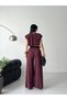 Women's Padded Crop Blouse and Wide-Leg Pants Two-Piece Set - 8