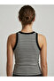Women's Black and White Striped Premium Camisole Slim Fit Crew Neck Undershirt - 4