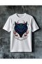 Devil Head Blue Fire Printed Oversize T-Shirt