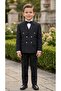 Kruvaze Cut-Out Checked Fabric Shirt with Bow Tie Children's Suit