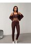 Women's 3-Piece Sports Set - with Bandana Gift - Zip-Up Crop Jacket, Bustier, and High-Waist Tummy Control Leggings Set - 2