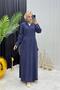 Women's Navy Blue Cuff Detailed Embellished Hijab Ferace Dress --- Nms097