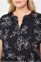 Collar Detailed Metallic Printed T-Shirt - 4