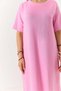 Women's Short Sleeve Stone Detailed Long Dress Pink - 4