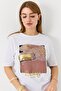Women's bright printed bicycle collar t-shirt white - 3