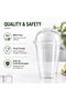Sunny Clear Plastic Cups with Dome Lids, 14 oz (Pack of 50) – Reusable Transparent Cold Drink Cups - 6
