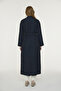 Shawl Collar Belted Brooch Detailed Navy Blue Giy Çık 0365 - 5