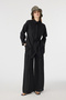 Belted Shirt Collar Relaxed Fit Black Suit 1829