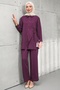 Plum Buttoned Tunic Trouser Suit