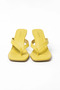 Zelda Wide-Strapped Flip-Flop Women's Slippers with Goblet Heels - Lemon Yellow - 2