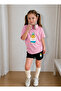 Girl's T-Shirt and Shorts Set, Printed Cotton, Summer Casual Fit Combination