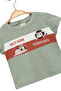 Boy's Thin Summer 100% Cotton Short Sleeve Lion Patterned Baby Boy Green T-Shirt - 4