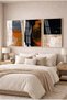 Volcanic Breeze and Burnt Orange Toned 3-Piece Glass Painting Set with Gold Metal Frame for Home and Office - 2
