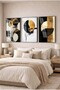 Geometric Sun Figured 3-Piece Glass Table Set - Black Metal Framed Home and Office Table
