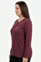 Women's Pale Red Ribbed Detailed Buttoned Combed Cotton Blouse - 2
